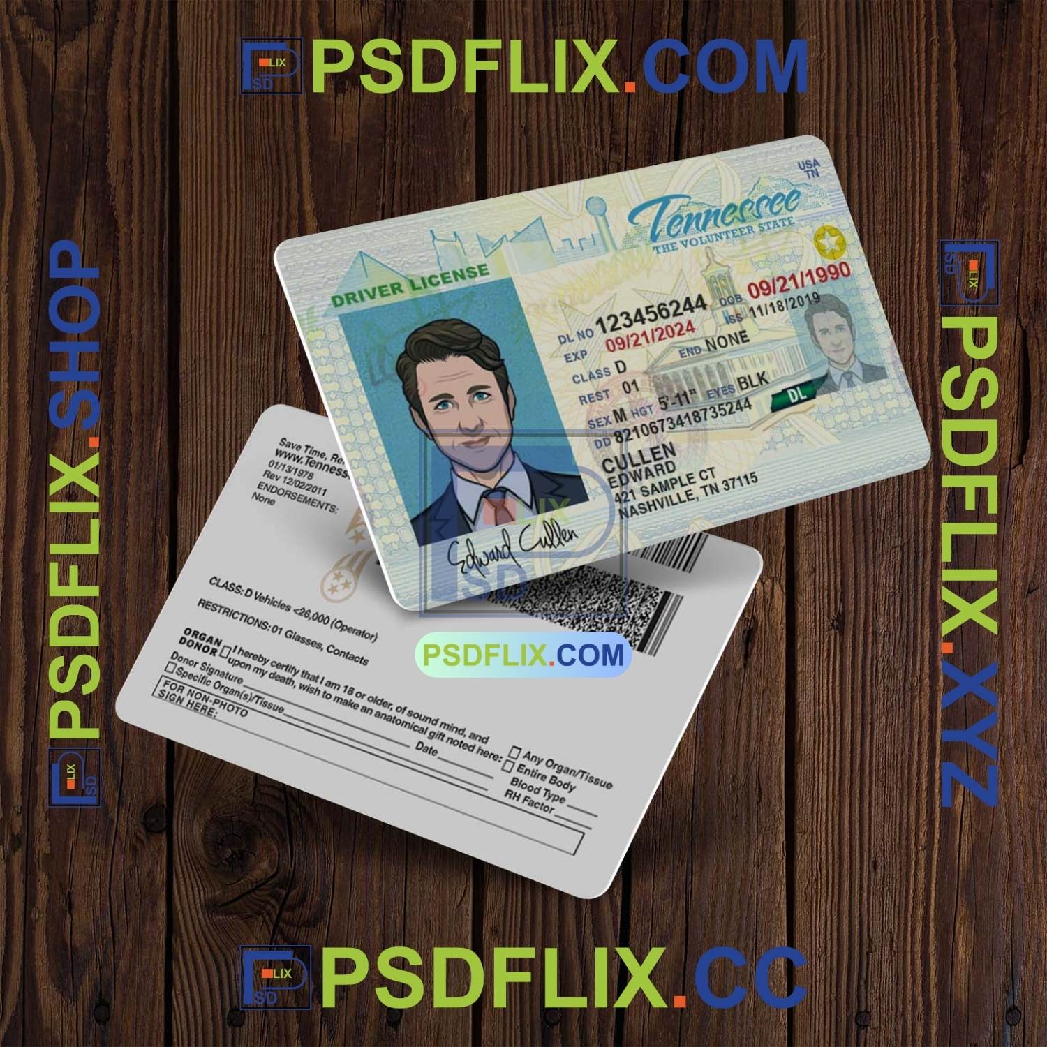 Tennessee Driver License PSD Template V3 PSD HUT