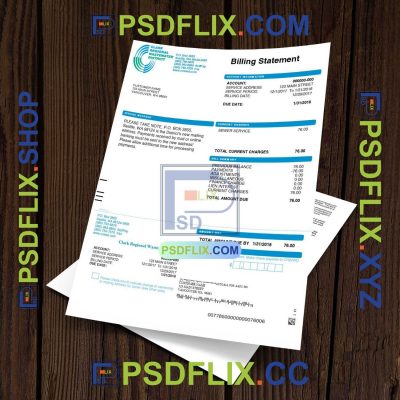 USA Washington Utility Bill PDF Template