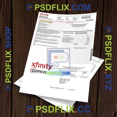 USA Xfinity Comcast Bill Template in PDF Format